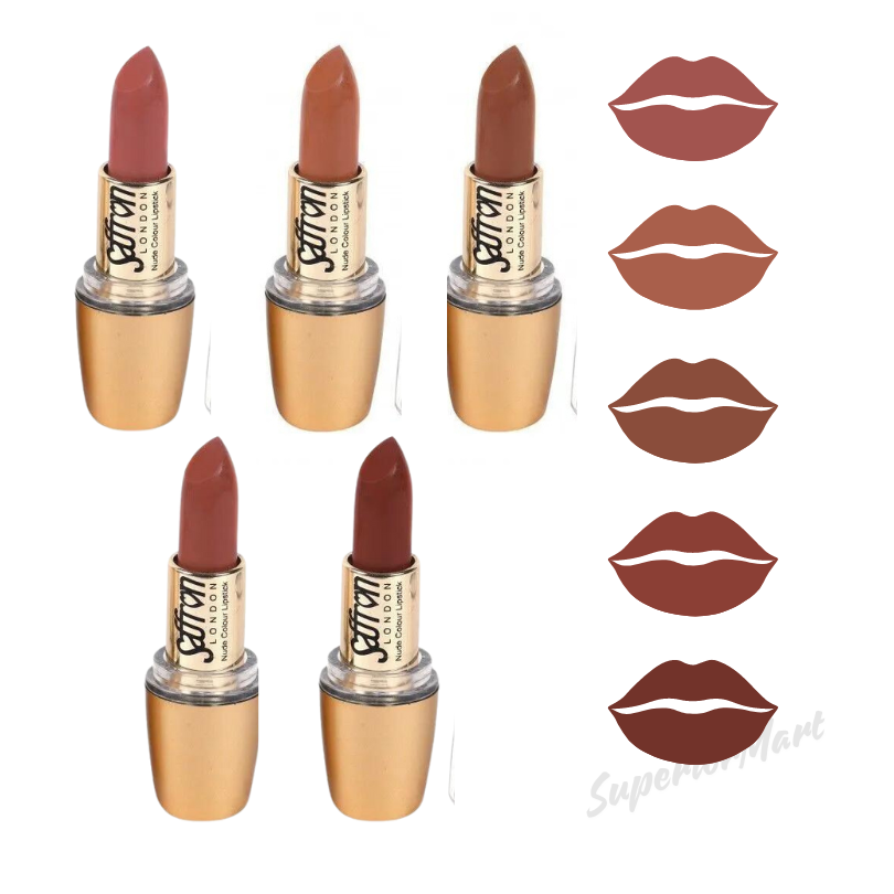 5X SAFFRON LONDON MATTE LIPSTICK NUDE SHADE COLOUR NUDE NATURAL (5 Lipsticks) from Superior Mart