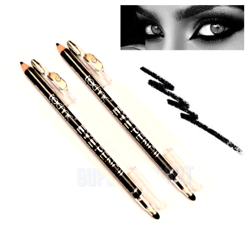 2XTechnic Eyeliner Pencil with Smudger & Sharpener - Black (Pack of 2) from Superior Mart