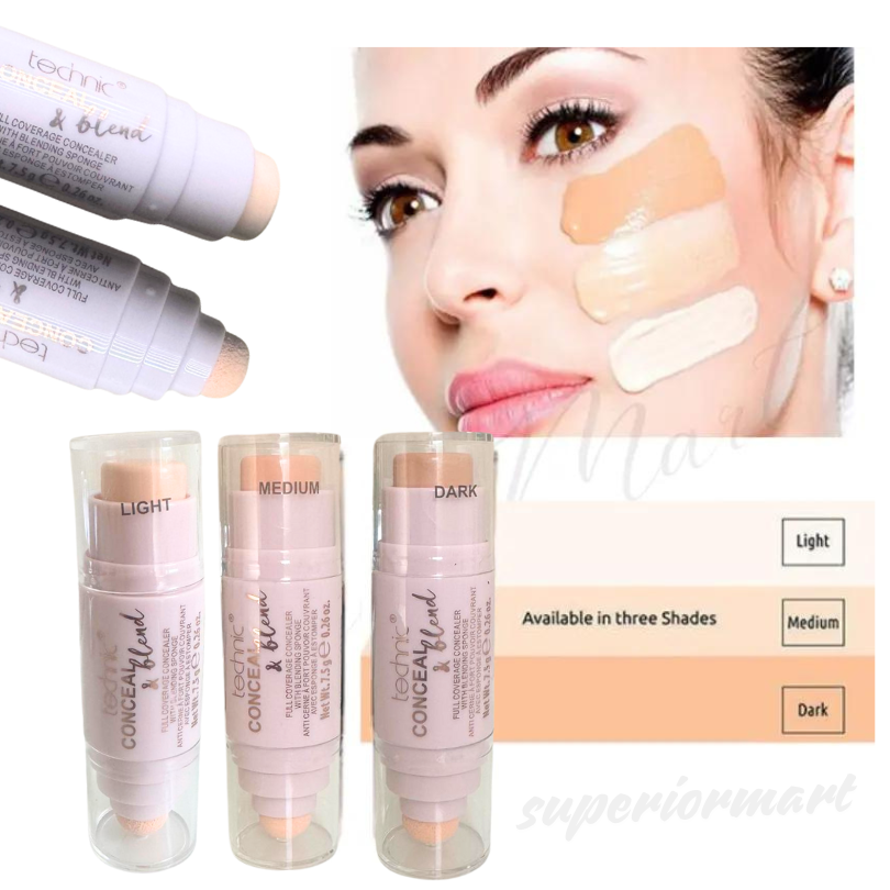 TECHNIC Conceal & Blend Concealer + Sponge Full Coverage 7.5g Concealer Blender from Superior Mart