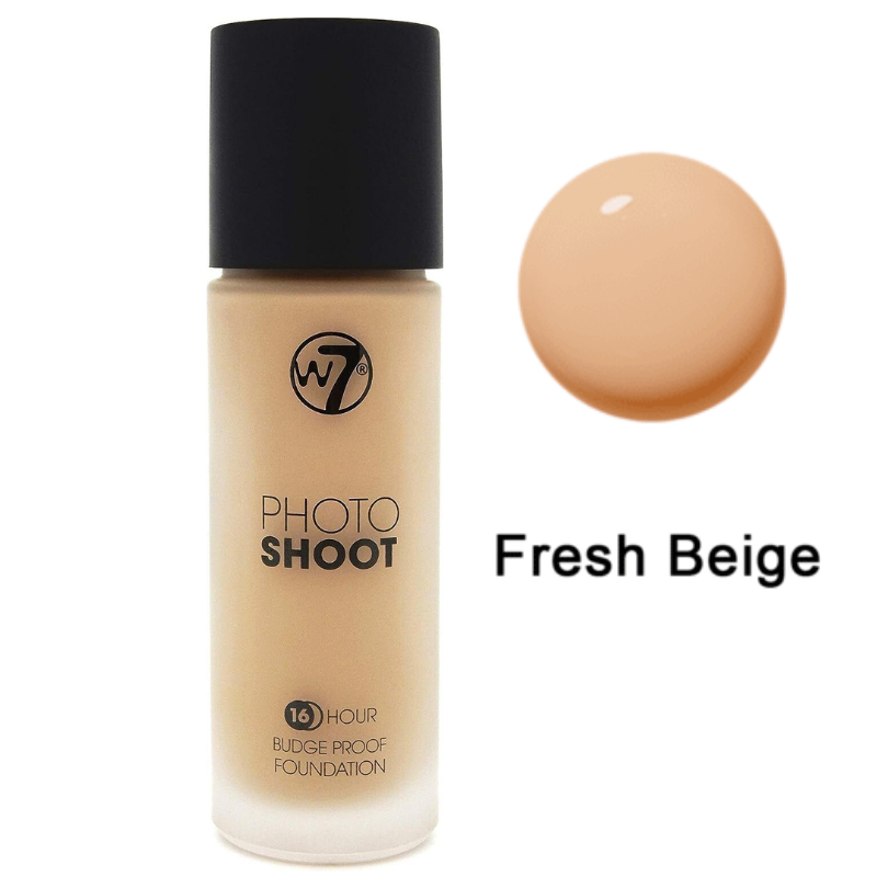 W7 Photoshoot Foundation 16 Hour Budge Proof Flawless Full Coverage Fresh Beige from Superior Mart