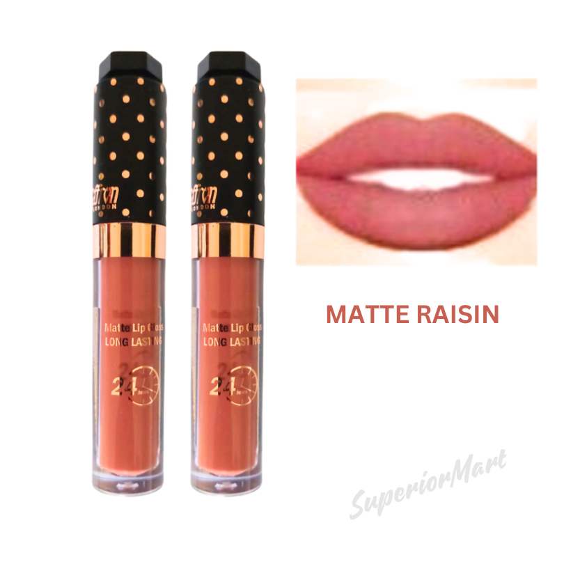 2X Saffron Matte Liquid Lipstick Lip Gloss 24Hr Long Lasting Matte RAISIN from Superior Mart