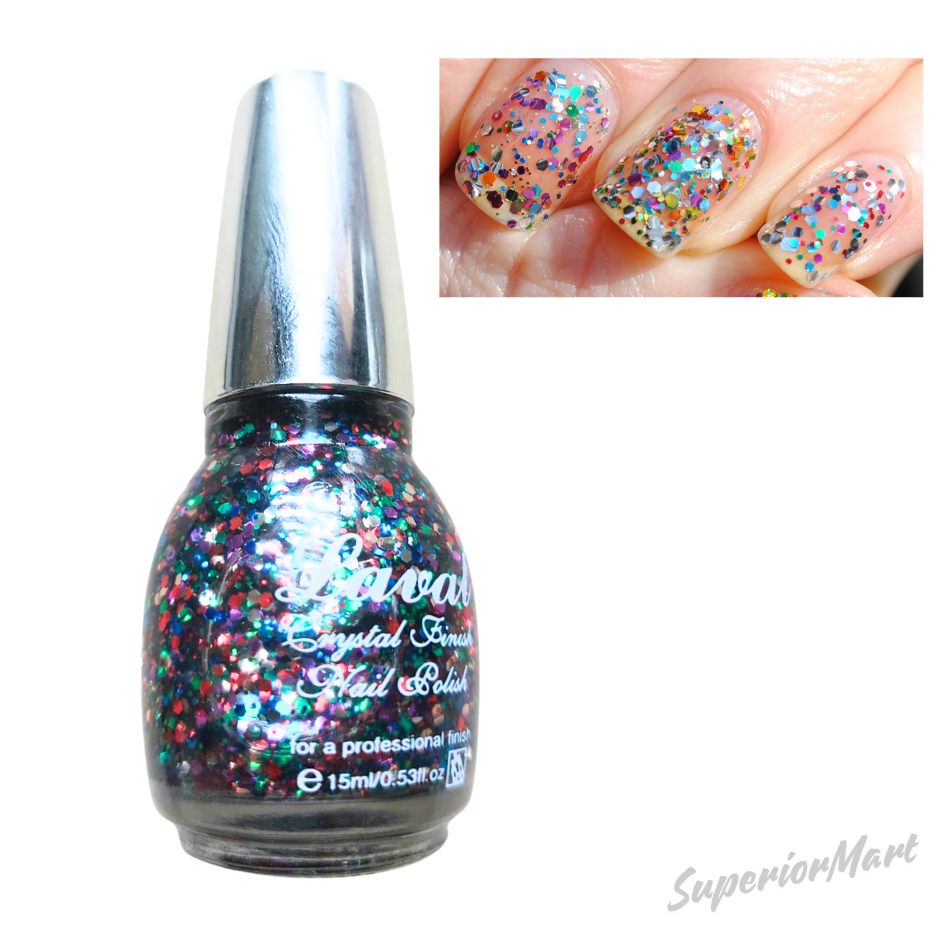 Laval Multi Glitter Nail Polish Varnish Crystal Finish 15ml from Superior Mart