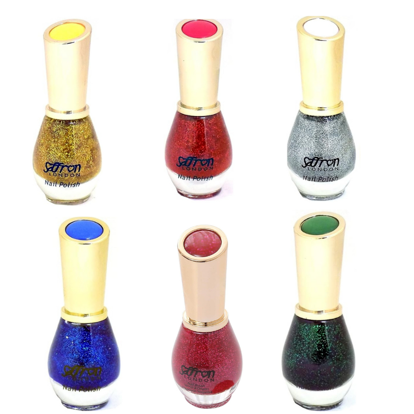 Saffron Glitter Nail Polish Nail Varnish 13ml 6 Glitter Colours To Choose from Superior Mart