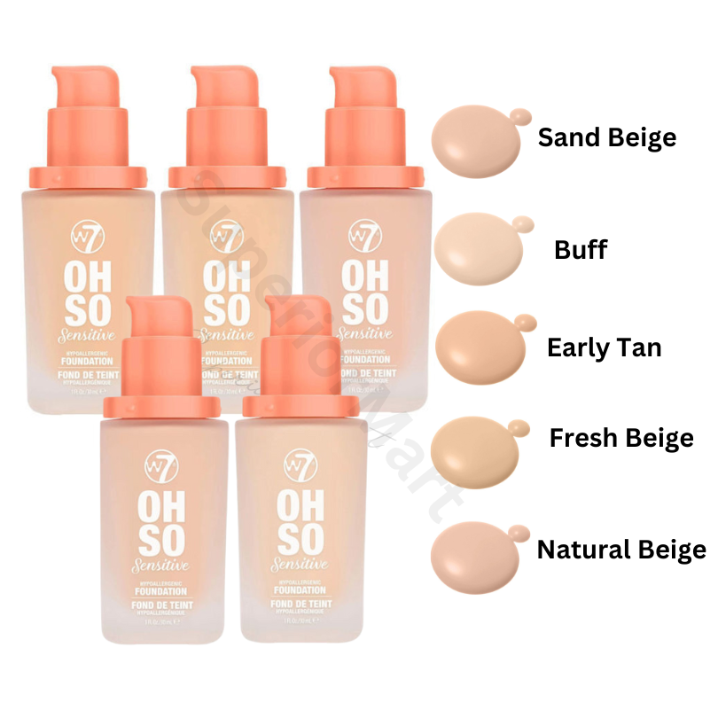W7  Oh So Sensitive Foundation Liquid Face Pale Fair Light Skin Face from Superior Mart