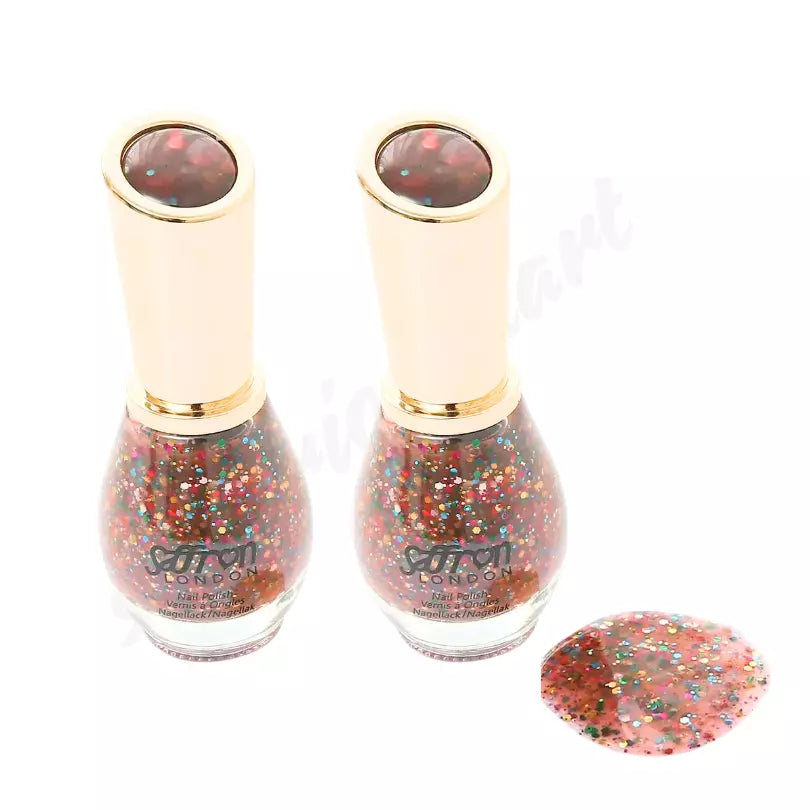 2 X Saffron Glitter Nail Polish BRONZE FEST New Shade - 13ml ( 2 Nail Polishes) from Superior Mart