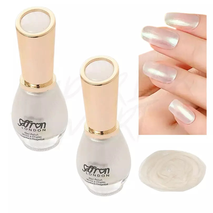 2pk Saffron Nail Polish Varnish MOTHER OF PEARLS Nail Care Polish Stylish Nail from Superior Mart