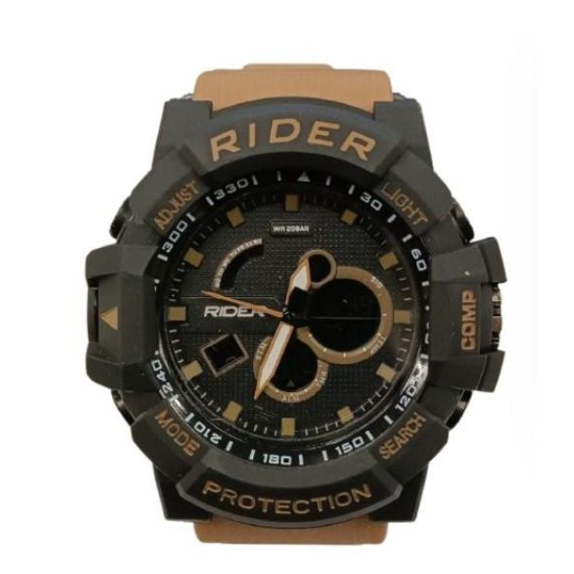 Rider Mens Dual Time Digital Black Dial Brown Rubber Strap Watch Models May Vary  - CLEARANCE NEEDS RE-BATTERY from N/A
