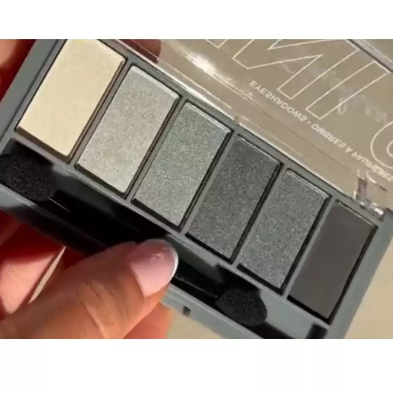 TECHNIC Eyeshadow Smokey Eye Look BLACK GREY SILVER WHITE 6 Shade Shimmer from Superior Mart