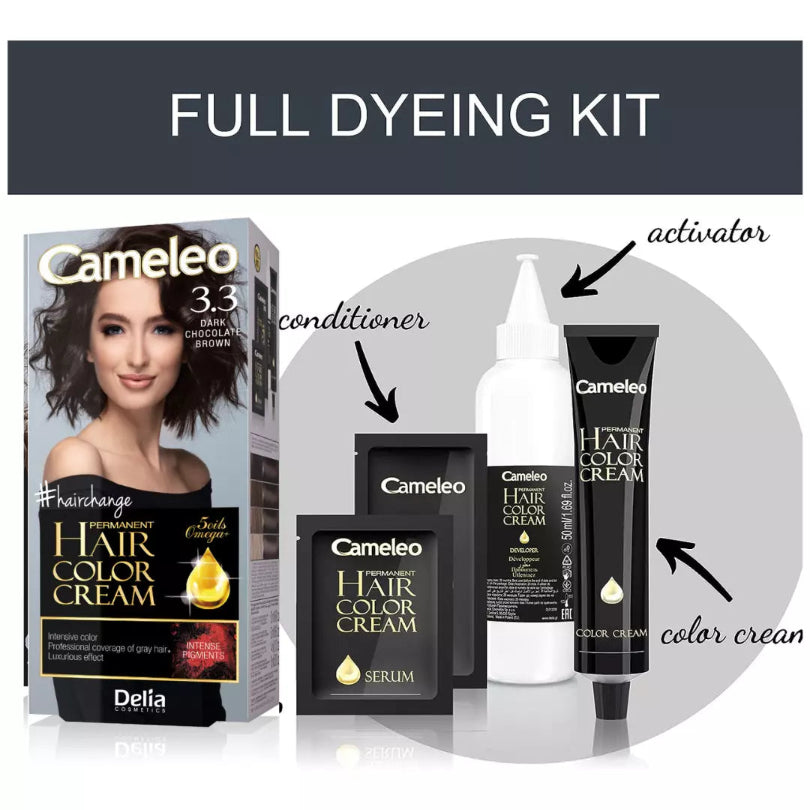 Delia Cameleo Hair Color Women Permanent Hair Dye Cream Kit 3.3 Dark Chocolate from Superior Mart