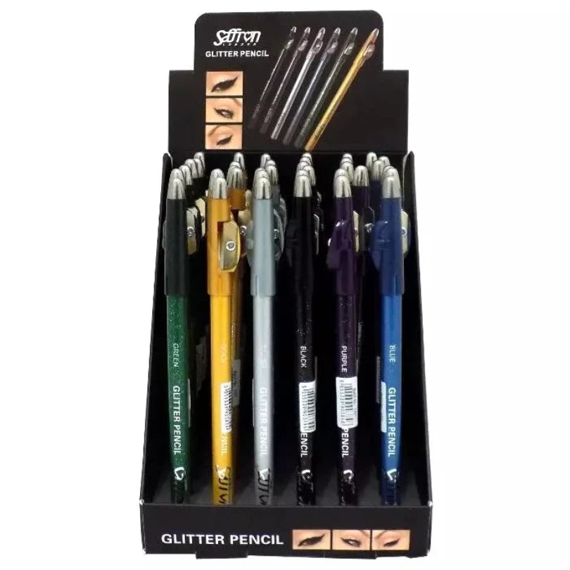 Saffron Glitter Eyeliner Pencil Make Up Pencil Eye Liner with Sharpener from Superior Mart