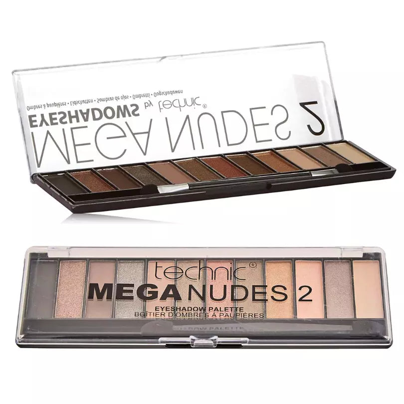 Technic Nudes Eyeshadow Shimmer Mega 12 Shades Bronze Smokey Eye Makeup from Superior Mart