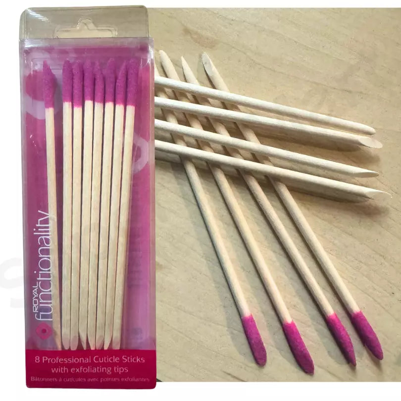 Royal Professional Wooden Cuticle Sticks with Exfoliating Tips (8 Pieces) from Superior Mart