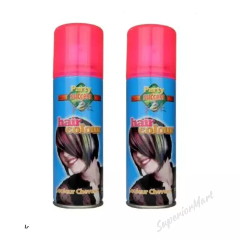 2X Party Success Hair Coloured Spray Temporary Hair spray Fluorescent Pink from Superior Mart