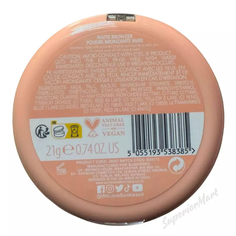 Sunkissed Hello Sunshine Matte Bronzer Infused With Minerals 21g from Superior Mart