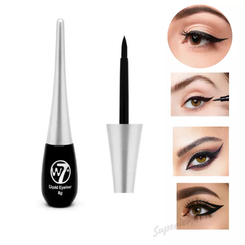 W7 Liquid Eyeliner Eye Liner Black 8g Eyes Makeup from Superior Mart