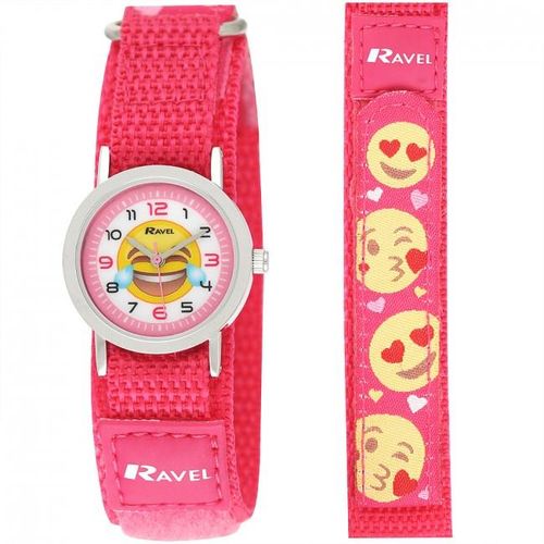 Ravel Childrens Velcro Emoji Watch Blue/Pink R1507.58 - CLEARANCE NEEDS RE-BATTERY from N/A