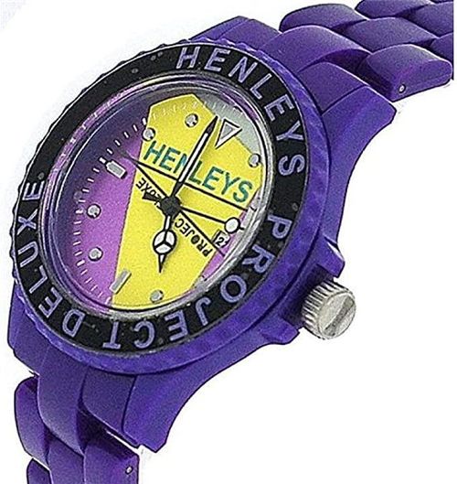 Henleys Project Deluxe Ladies 2 Funky Plastic Watch Gift Set Purple-White SUMMERTWIN CLEARANCE NEEDS RE-BATTERY from Henley