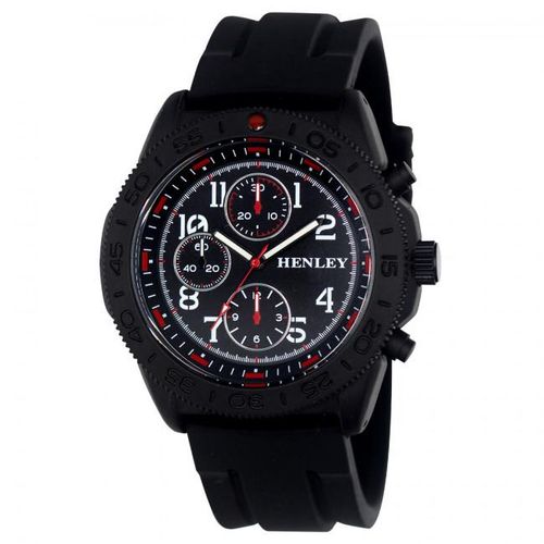 Henley Mens Multi Eye Black Dial With Black Sports Large Silicone Strap Watch H02218.3 from Henley