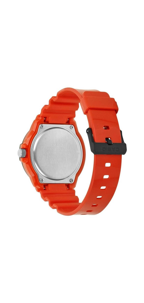Casio Mens Day Date Black Dial & Red Rubber Strap Watch - MRW-200HC-4BVDF from Casio