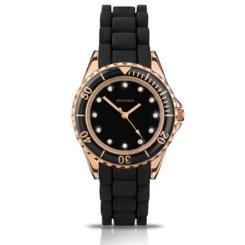 Sekonda Ladies Black Dial Rubber Silicon Strap Watch 4743 from Sekonda