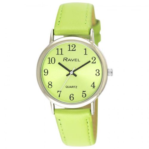 Ravel Ladies Classic Brights Leather Strap Watch Bright Lime Green from N/A
