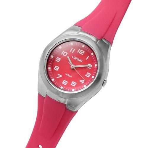 Lorus Ladies Girls Pink Dial and Pink Rubber PU Strap Watch RRX81GX9 from Lorus