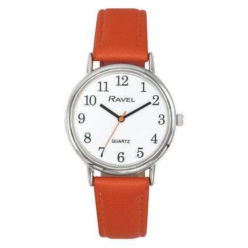 Ravel Ladies Classic White Dial Orange Leather Strap Watch R0140.18.2 from Ravel