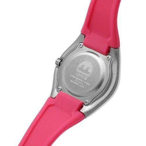 Lorus Ladies Girls Pink Dial and Pink Rubber PU Strap Watch RRX81GX9 from Lorus