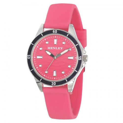 Henley Ladies Wave Pink Dial with Pink Rubber Strap Watch H06176.5 from Henley