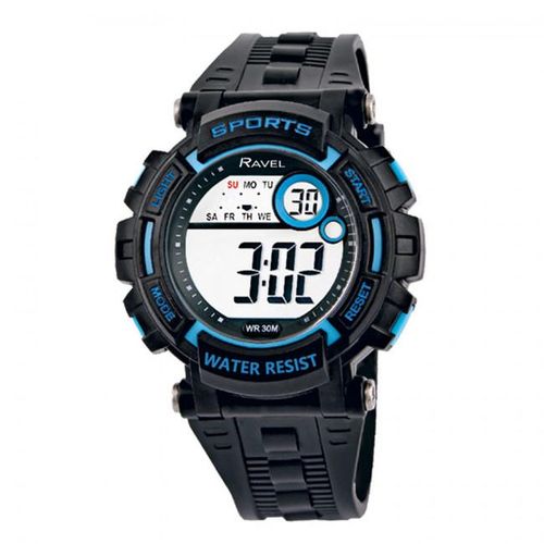 Ravel Mens 3ATM Digital Sports Black/Blue Watch RDG.14.4 from Ravel