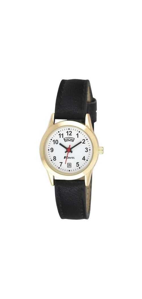 Ravel Mens Gilt Day/Date  Faux Leather Strap Watch + Ravel Womens Gilt Day/Date  Faux Leather Strap Watch R0706.19.1+R0706.19.2 from N/A