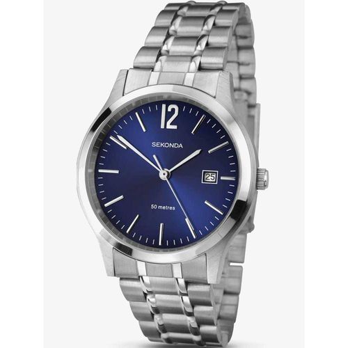 Sekonda Mens Basic Dated Blue Dial Stainless Steel Bracelet Watch - 3728 from Sekonda