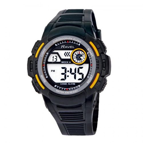 Ravel Mens 3ATM Digital Sports Black/Yellow Watch RDG.14.11 from Ravel