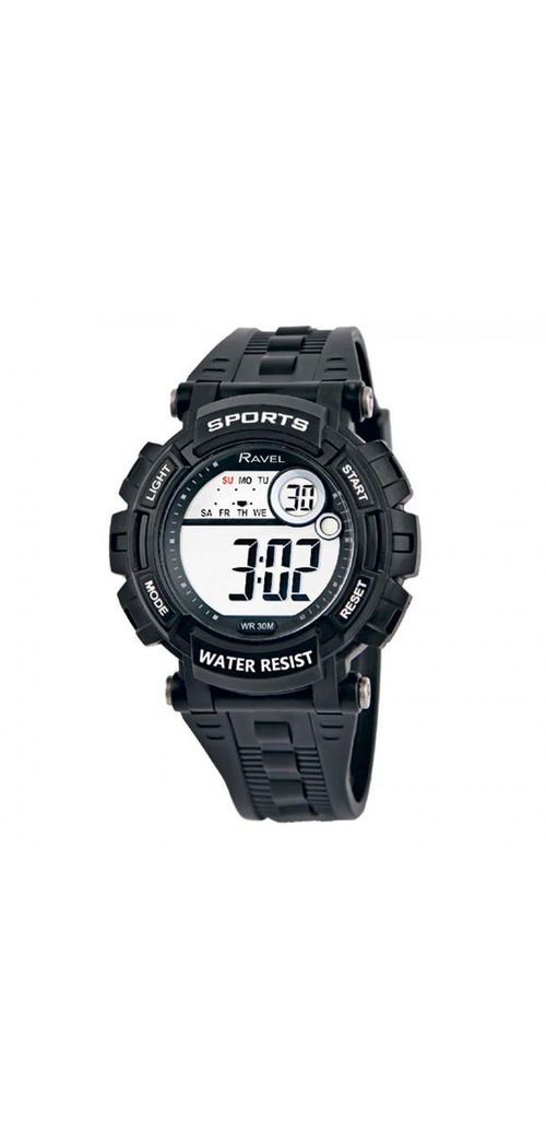 Ravel Mens 3ATM Digital Sports Black/Black Watch RDG.14.3 from Ravel
