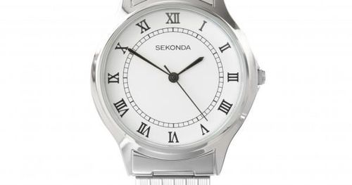 Sekonda Mens Basic White Dial with Silver Metal Expandable Bracelet Watch 3022b from Sekonda