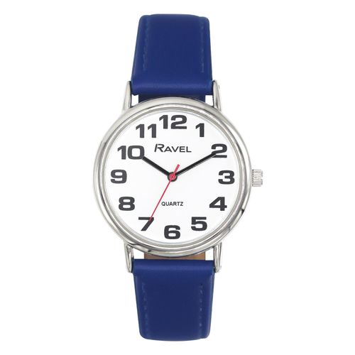 Ravel Unisex Mens Ladies Classic Big White Dial Blue Leather Strap Watch R0105.50.1 from Ravel